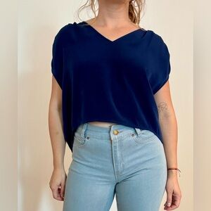 Loose cropped top, blue, small/medium